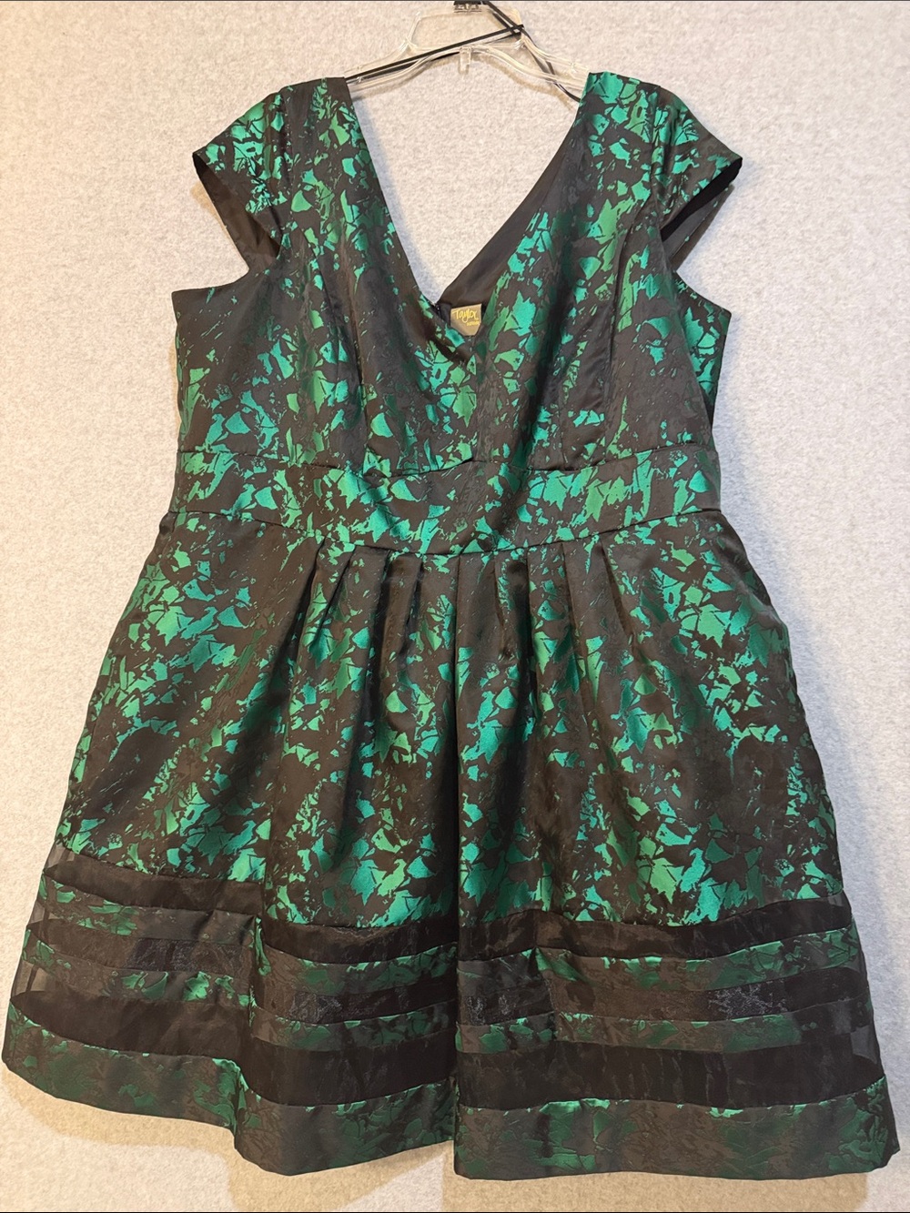 Taylor Black and Green Floral Fit-and-Flare Girls Dress